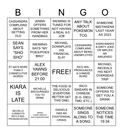 CASSANDRA'S BIRTHDAY BINGO Card