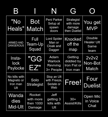 MARVEL RIVALS Bingo Card