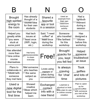 Bingo for Best Cohort Bingo Card
