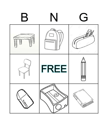 School Objects Bingo Card