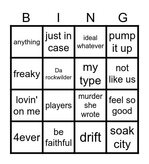 RIO MUSIC BINGO pt.2 Bingo Card