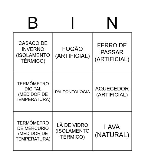 PALEONTOLOGIA Bingo Card