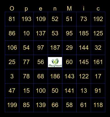 MMCC 2025 Open Mic Draw Bingo Card