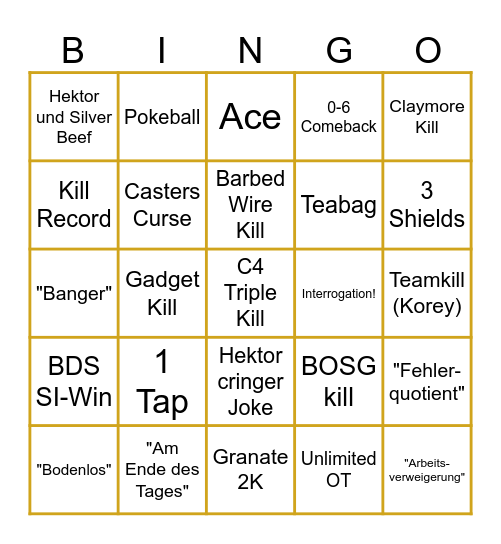 Six Invitational 2025 Finals Bingo Card