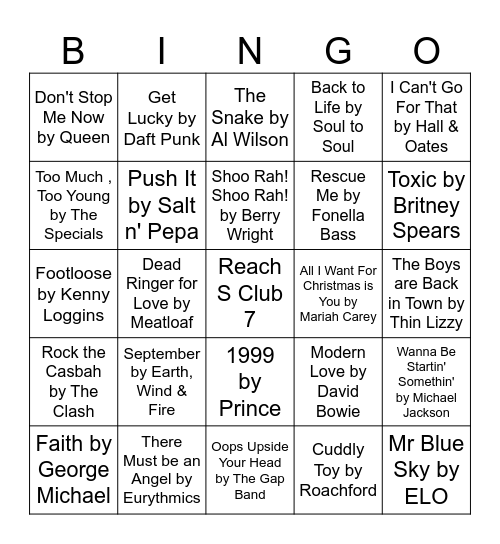MUSICAL Bingo Card