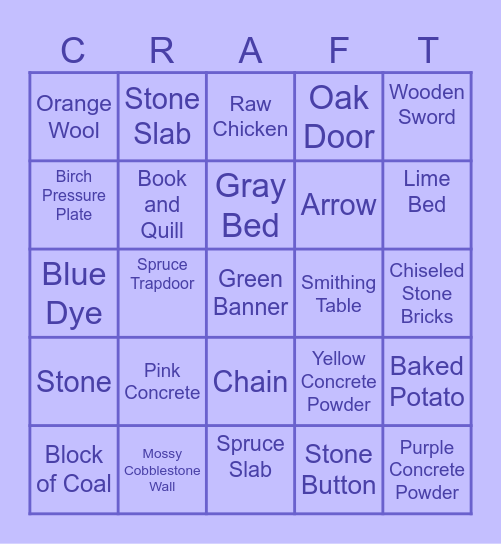 Craftingo! Bingo Card