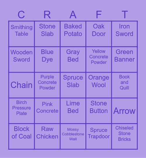 CRAFTINGO Bingo Card