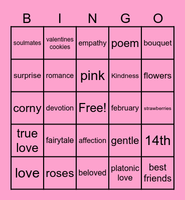 Love And Kindess Bingo Card