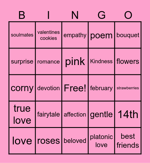 Love And Kindess Bingo Card