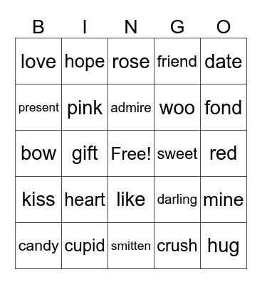 Valentine's Day Bingo Card