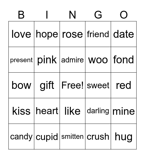 Valentine's Day Bingo Card