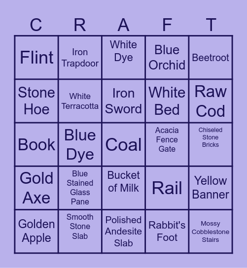 CRAFTINGP Bingo Card