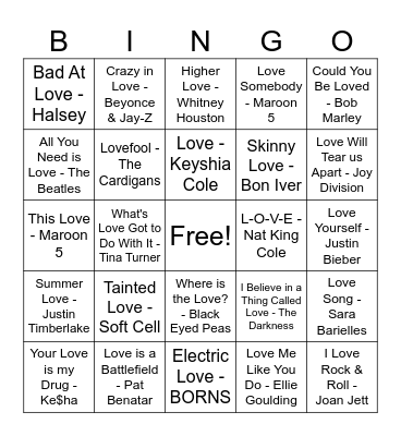 Valentine's Bingo Card