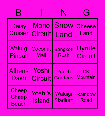 Mario kart Bingo Card