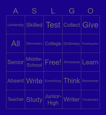 School list 1 and 2 Bingo Card