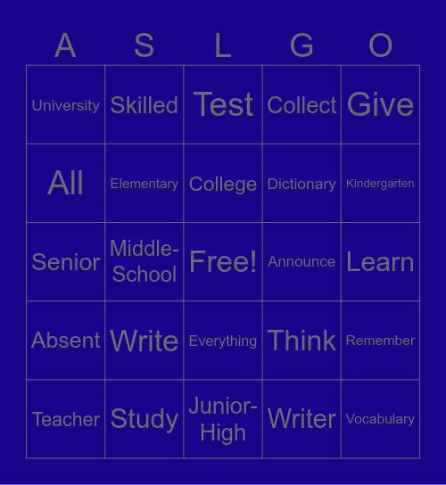 School list 1 and 2 Bingo Card