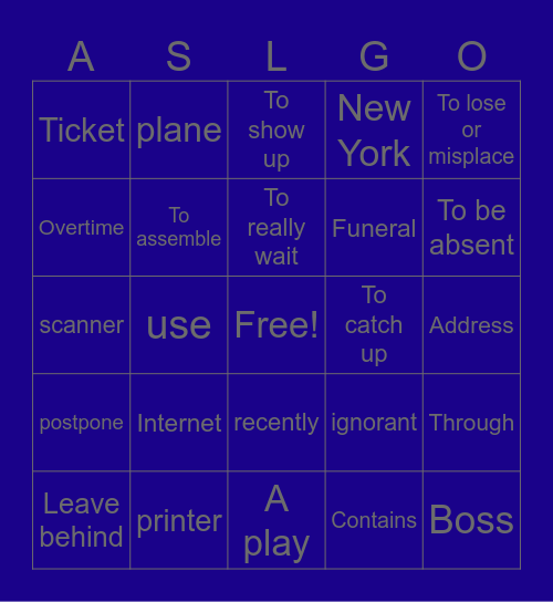 8.1 Bingo Card