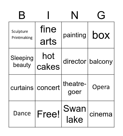 art. theatre Bingo Card