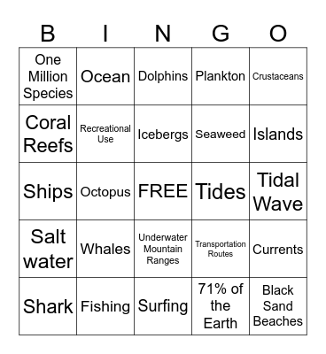 Marine Bingo Card