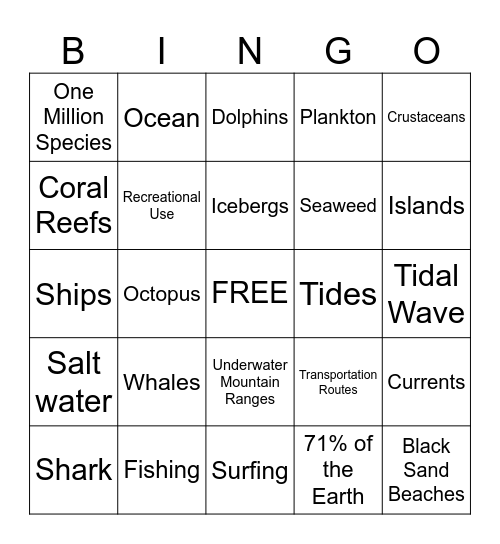 Marine Bingo Card