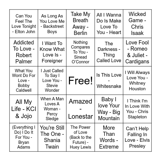 L.O.V.E. Bingo Card