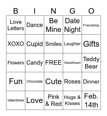 Valentine's Day Bingo Card