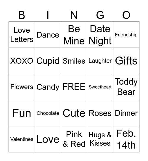 Valentine's Day Bingo Card