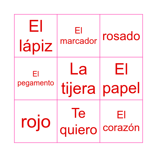 Día de San Valentín Bingo Card
