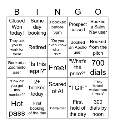 TRAINING!!! Bingo Card