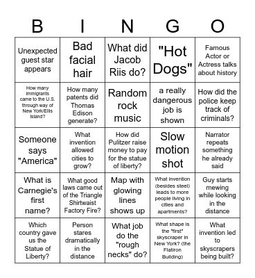 America: The Story of Us Bingo Card