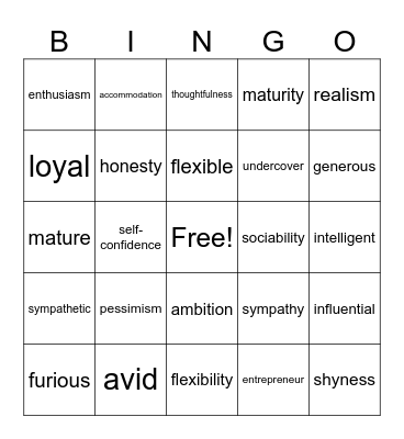 Unit 6 Vocabulary Bingo Card