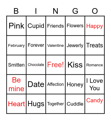 Happy Valentine's Day Bingo Card