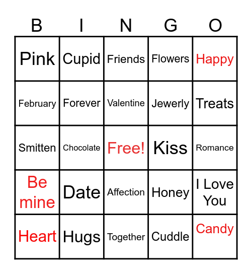 Happy Valentine's Day Bingo Card