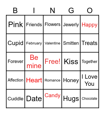 Happy Valentine's Day Bingo Card