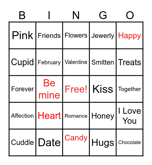 Happy Valentine's Day Bingo Card