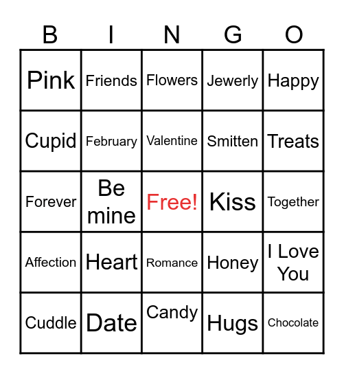 Happy Valentine's Day Bingo Card