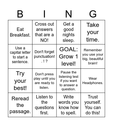 ELPAC Bingo! Bingo Card