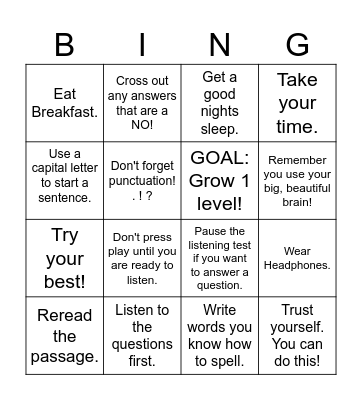 ELPAC Bingo! Bingo Card