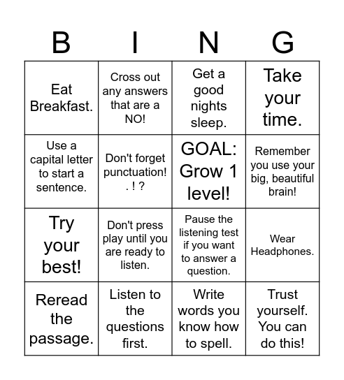 ELPAC Bingo! Bingo Card