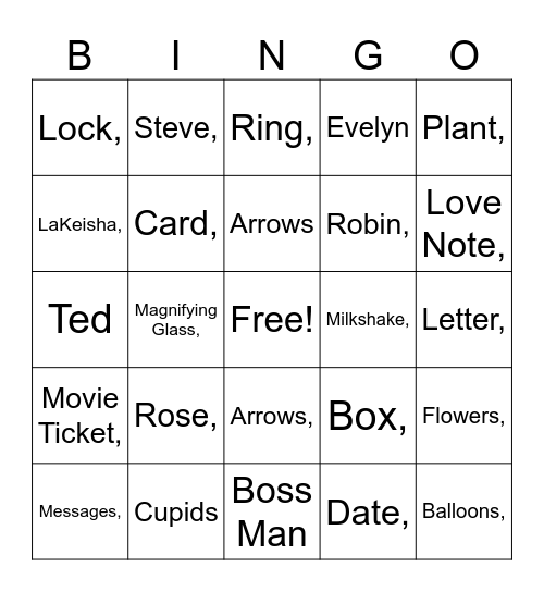Love is in the air Bingo Card