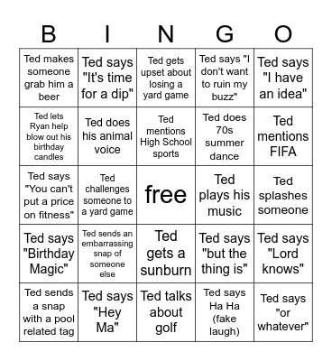 Ted Bingo Card
