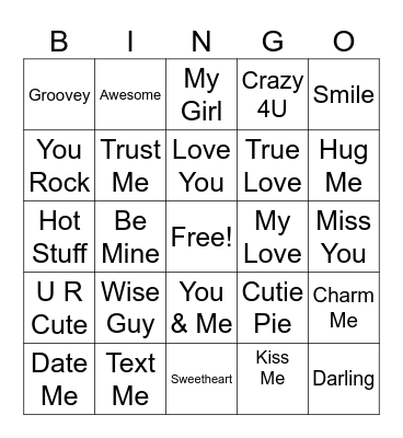 Valentine's Heart Candies Bingo Card