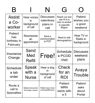 Valentines Bingo Card