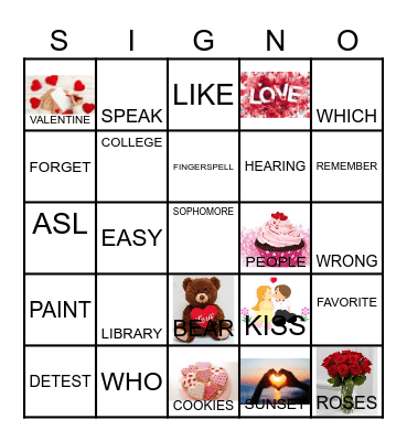 Valentine Signo Bingo Card