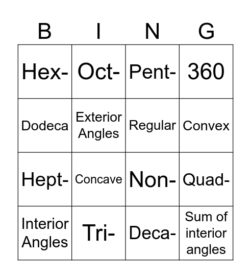 Polygon Bingo Card