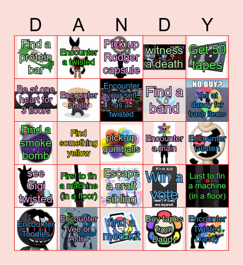 Dandy world Bingo! <3 Bingo Card
