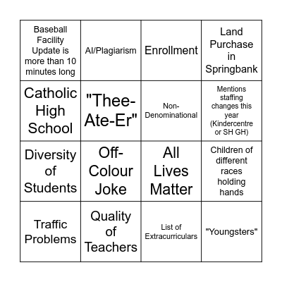 State of the Union Bingo Card