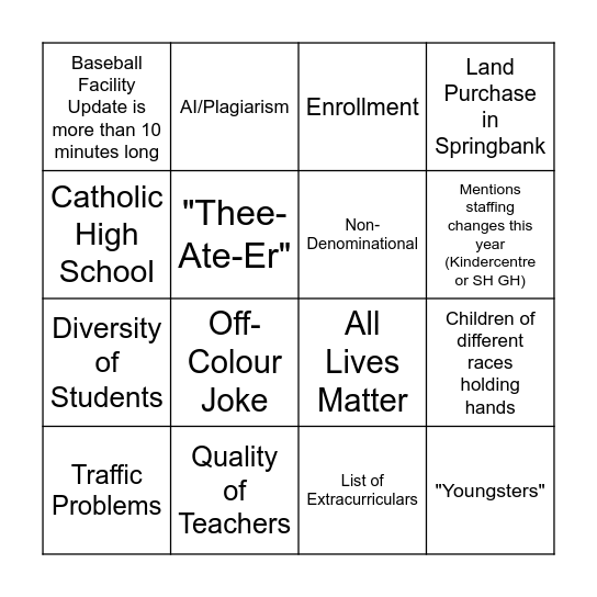 State of the Union Bingo Card