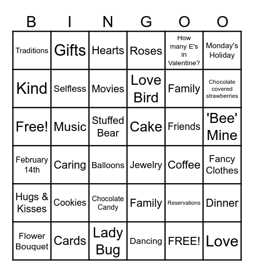 Valentine's Day Bingo Break Bingo Card