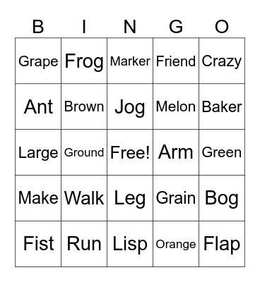 Test Bingo Card